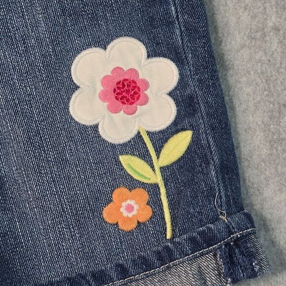 Gymboree Girls 2pc Outfit 7 Panda Button Up Top Floral Denim Jean Bermuda Shorts - Picture 12 of 16